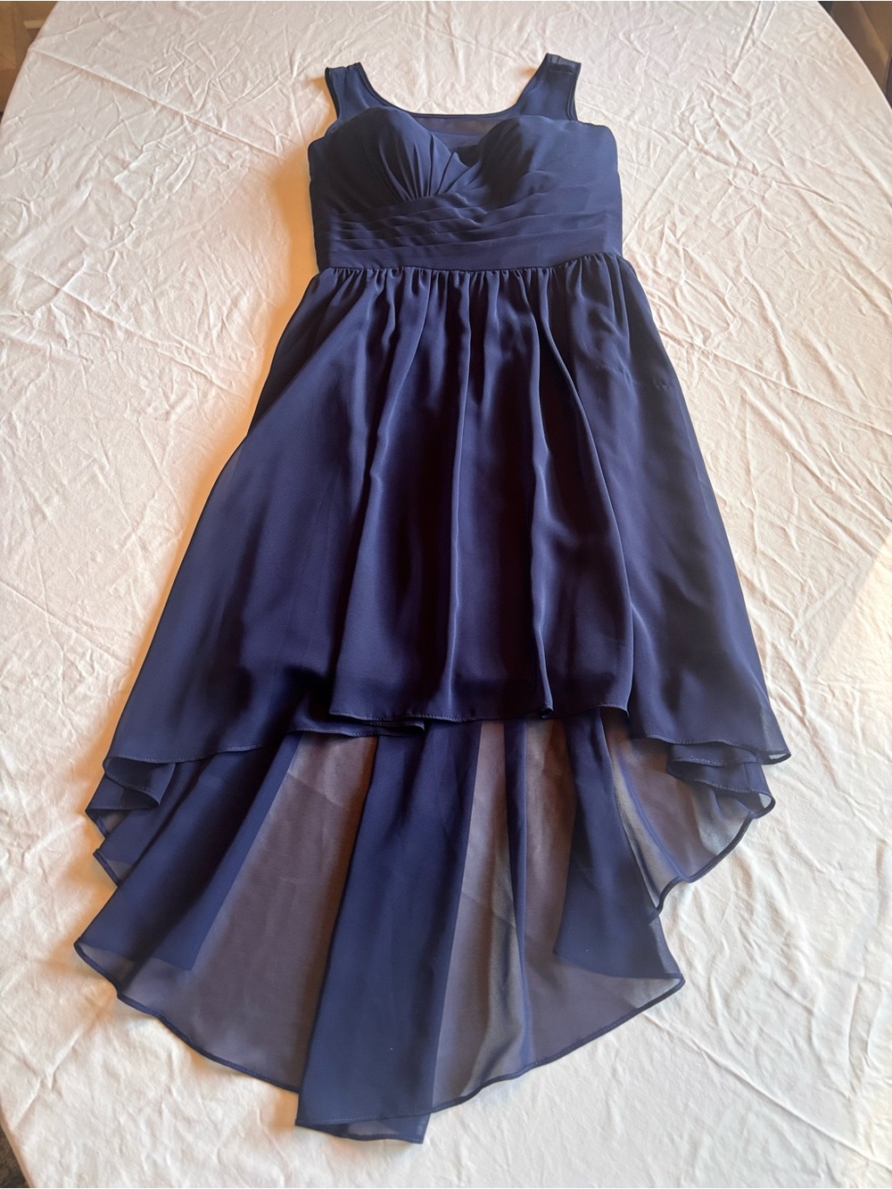 Fairy Alfred Angelo Navy Formal Dress with Sweetheart Bodice High Low Hem